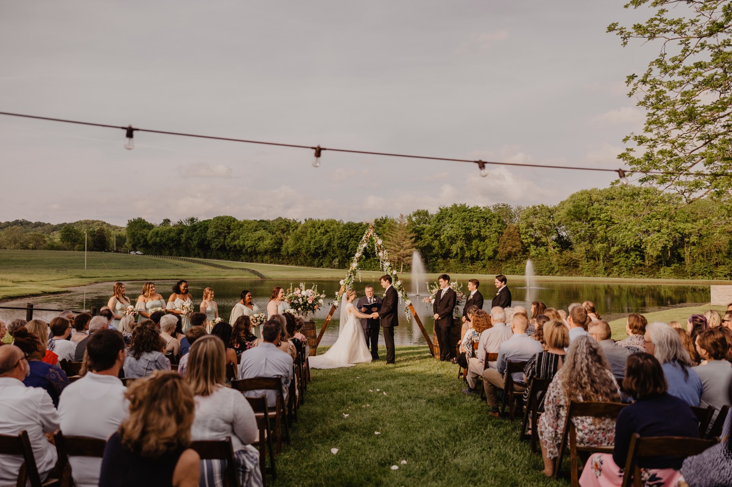 outdoor rustic wedding ceremony at Battle Mountain Farm
