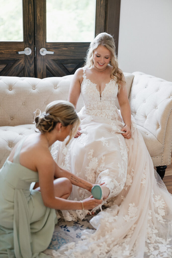 bride getting ready for her elegant wedding