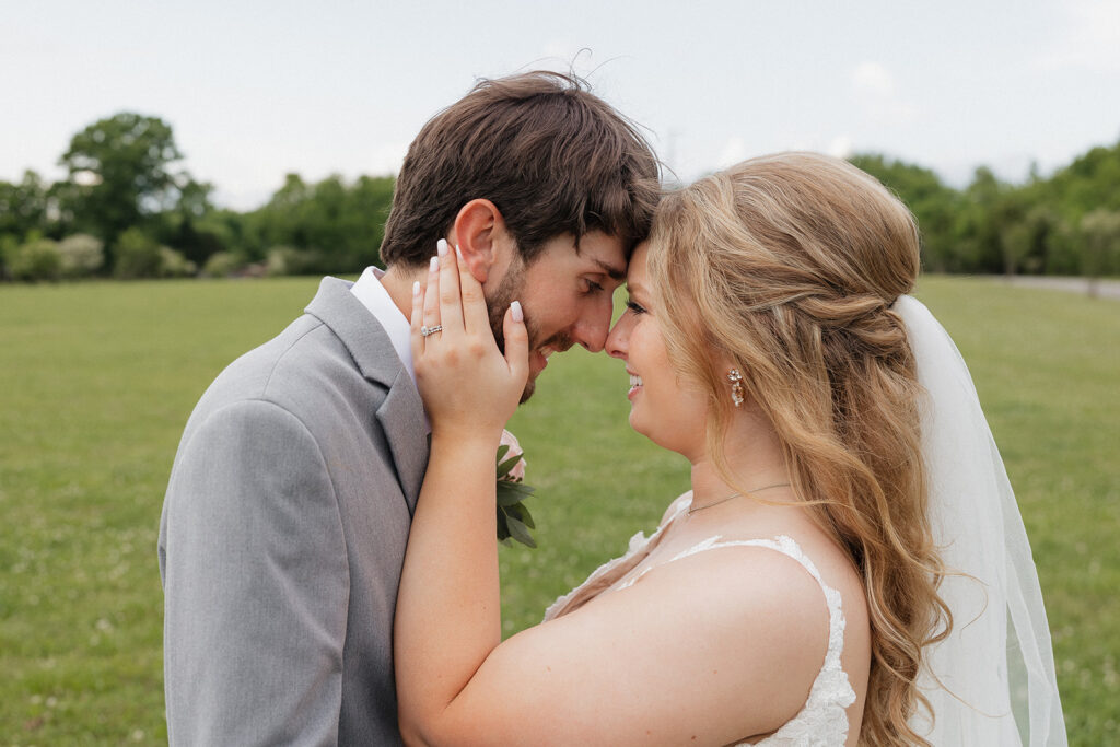 happy couple before their intimate wedding ceremony 