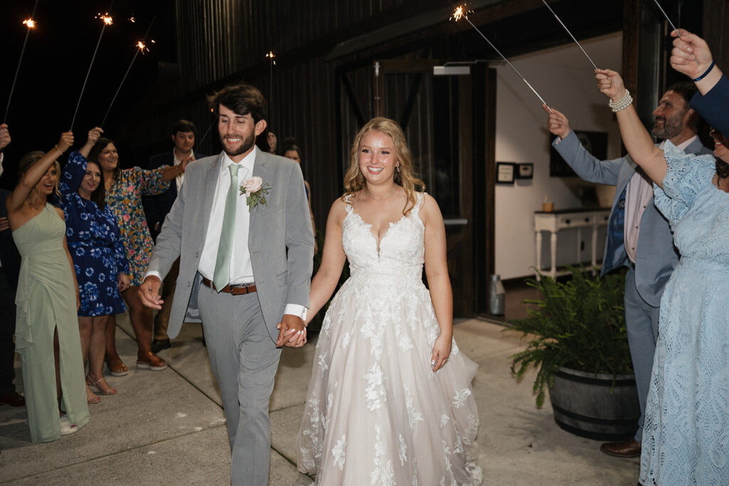 bride and groom send off