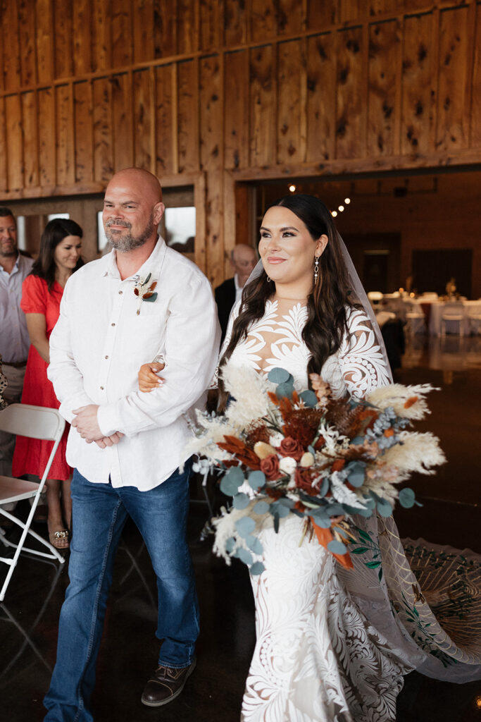 beautiful bride walking down the aisle