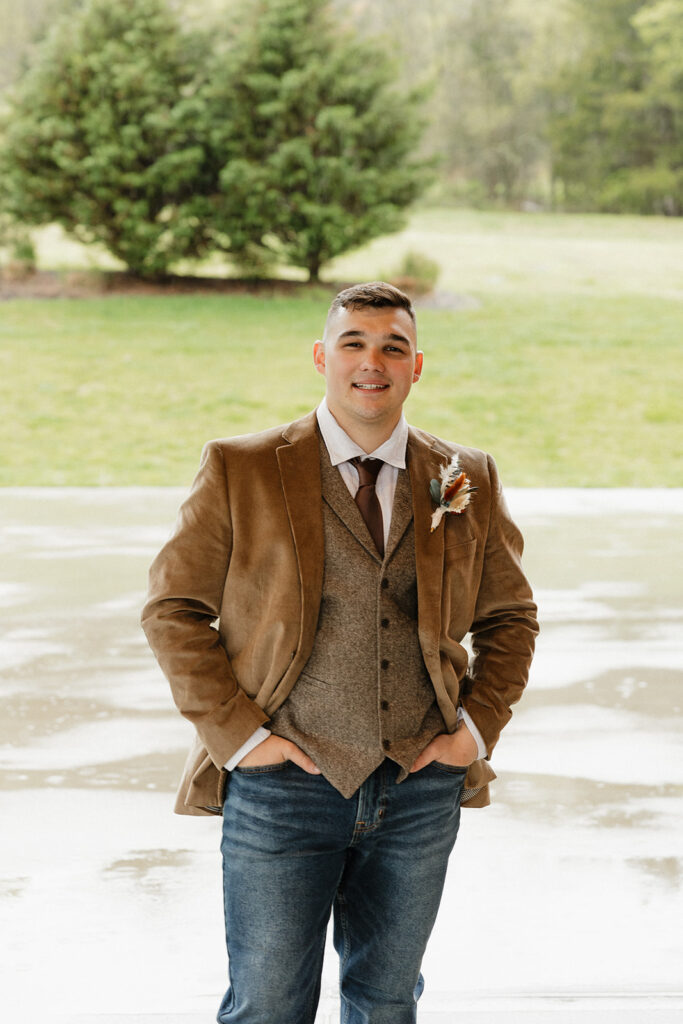 groom at his boho wedding