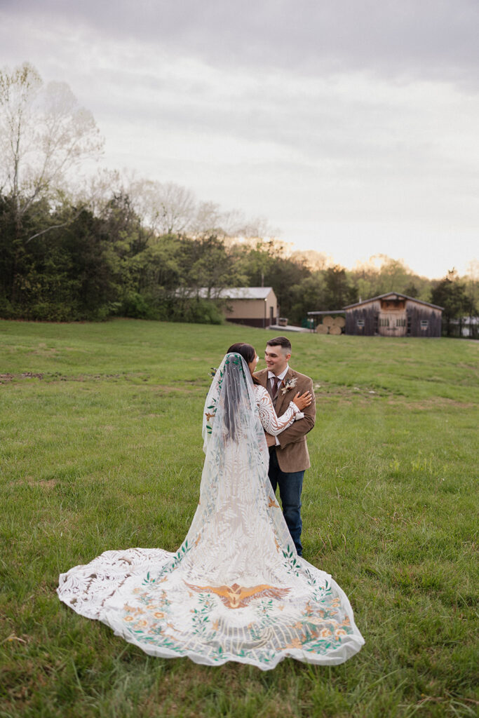 newlyweds hugging