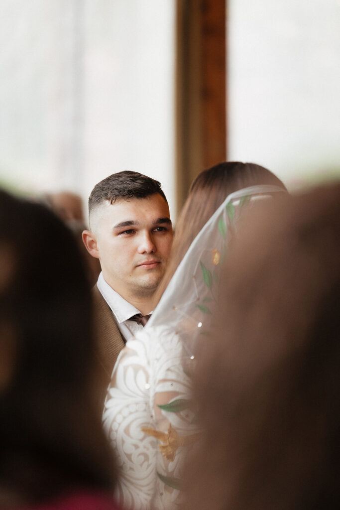 bride and groom at their wedding ceremony 