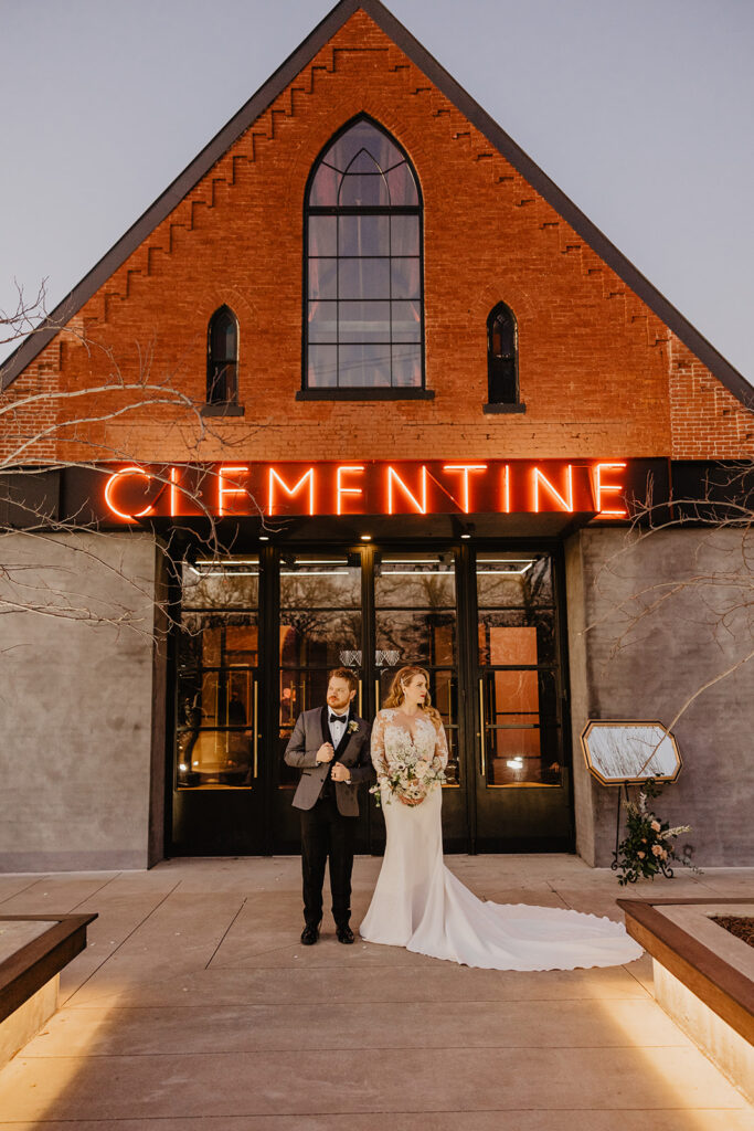 picture of the bride and groom holding hands