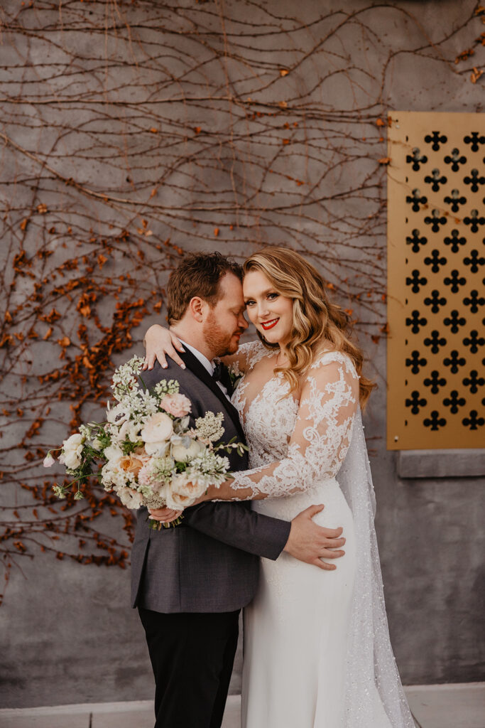 bride and groom at their timeless wedding venue 