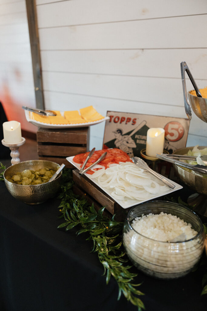 hamburgers at the wedding reception