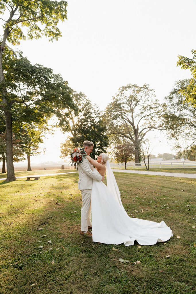 cute couple at their colorful boho wedding 