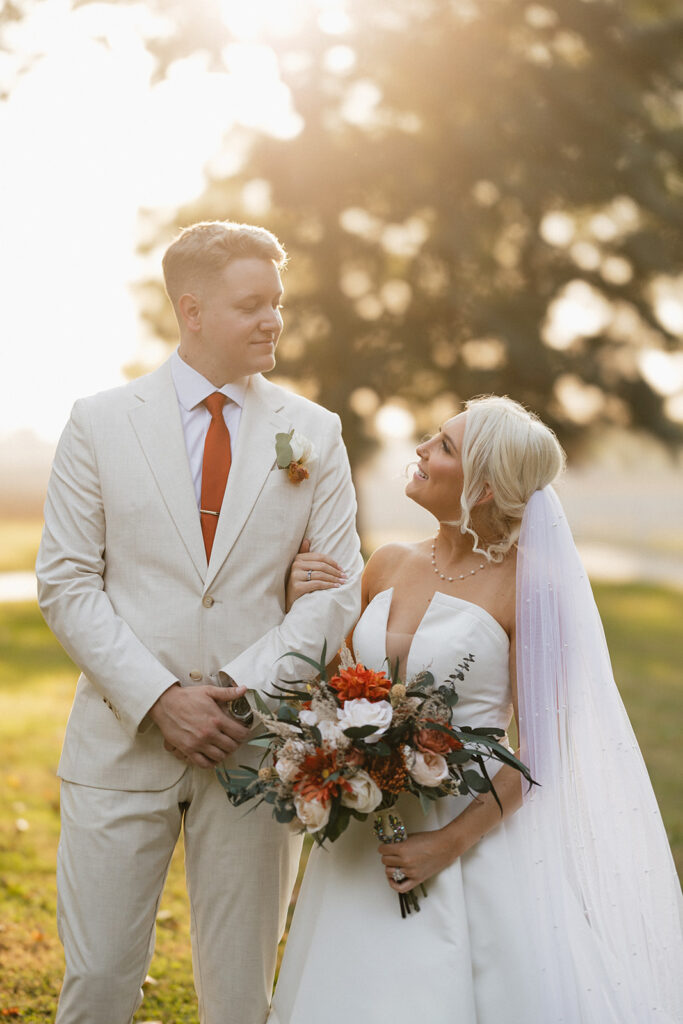 newlyweds session during golden hour