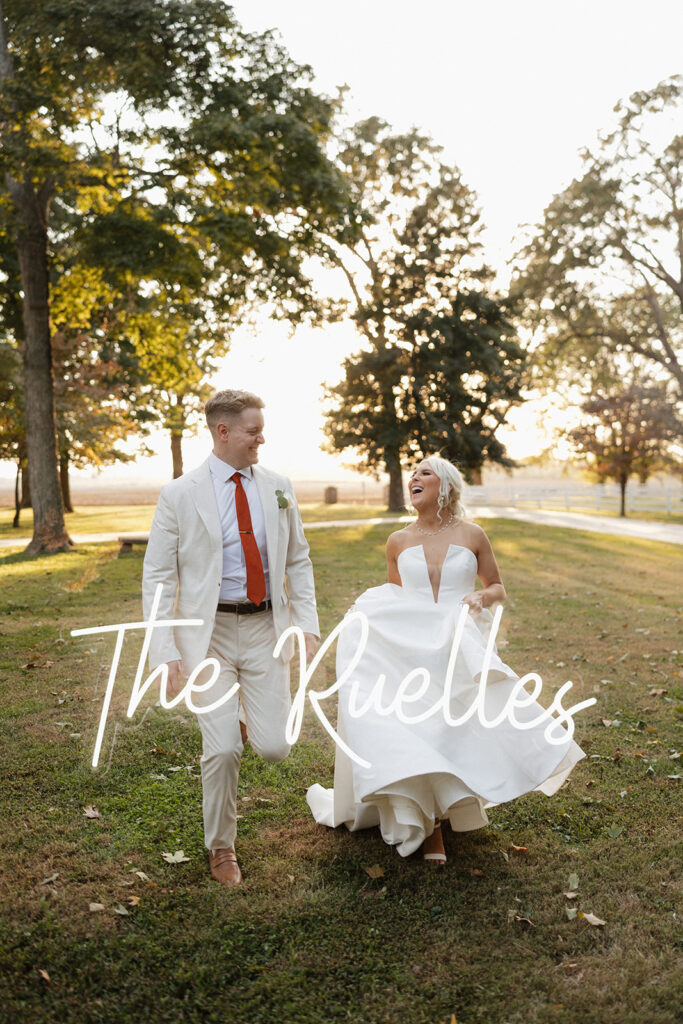 happy newly married couple at their colorful boho wedding