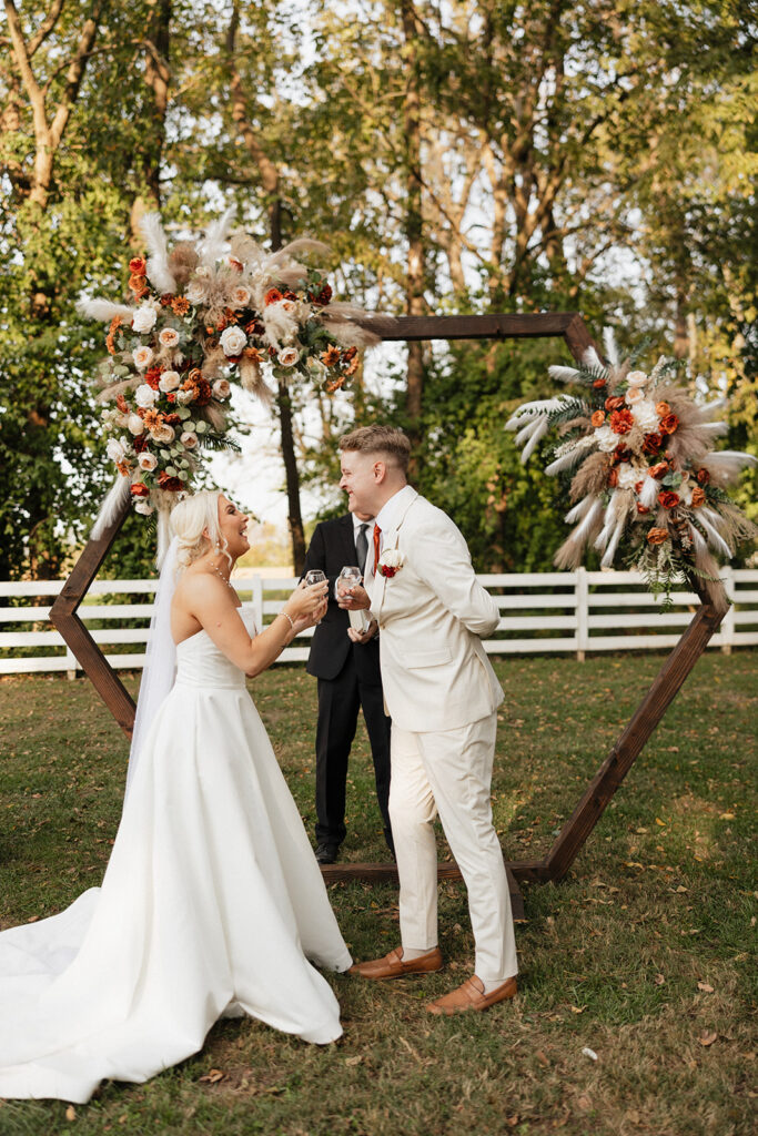 cute couple at their dream colorful boho wedding