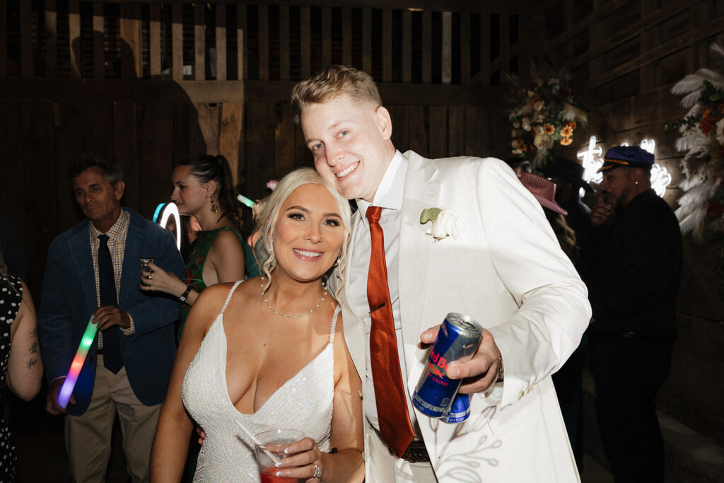 bride and groom at the reception party