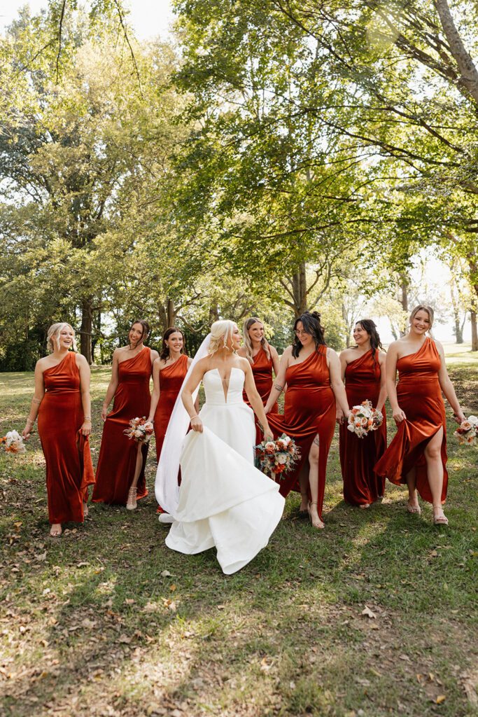 bride and her friends at the colorful boho wedding