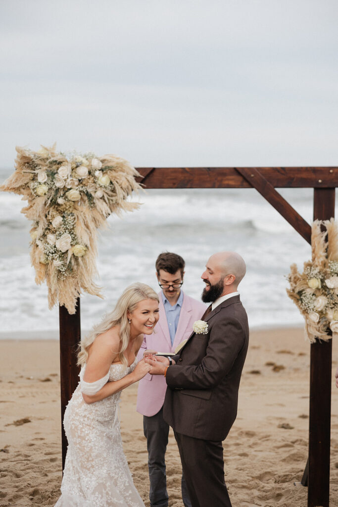 happy couple at their dream beach ceremony