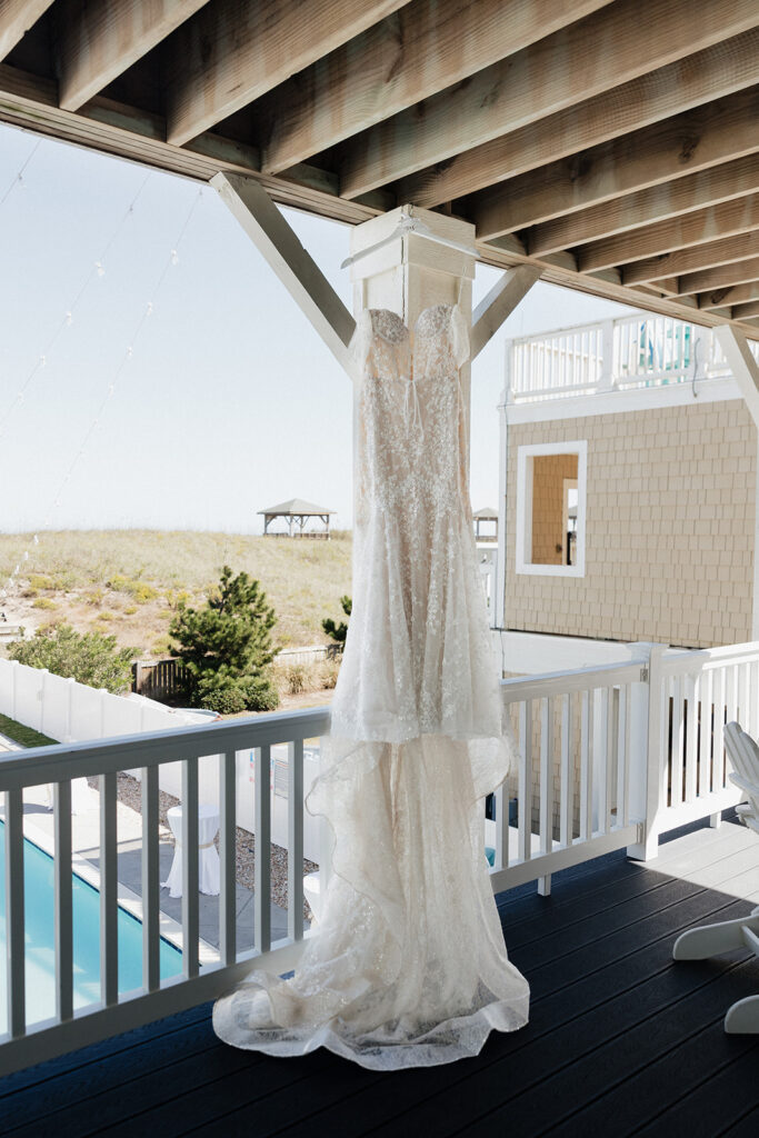 stunning wedding dress the bride wore for her outer banks wedding