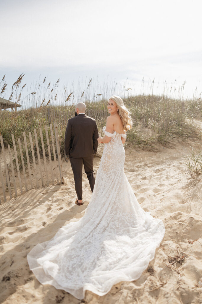 bride and groom at their first look
