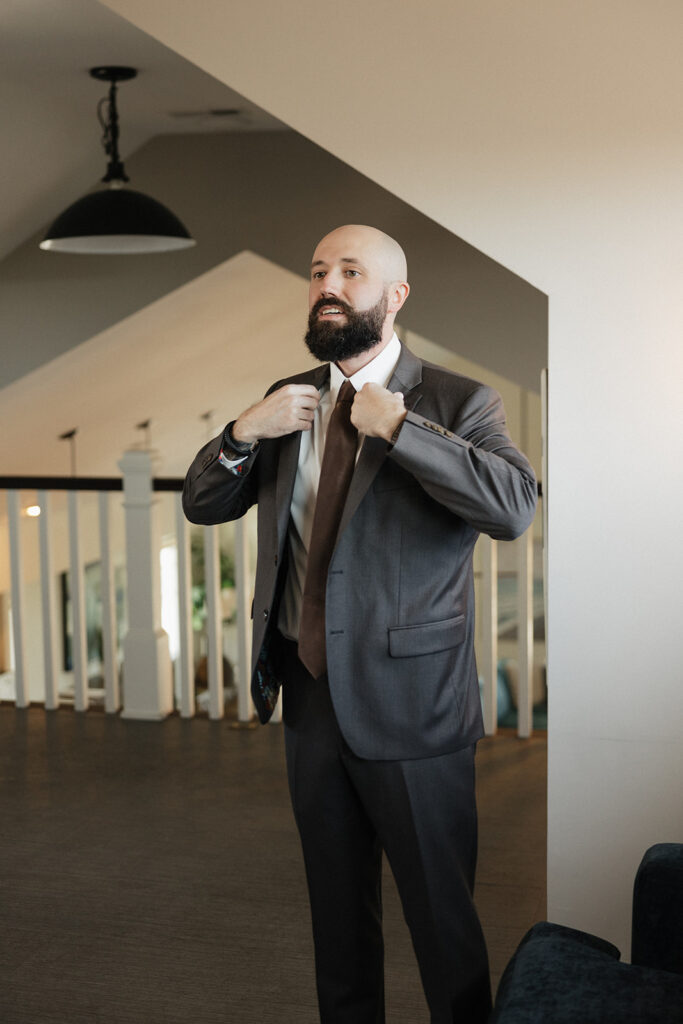 groom before heading to his first look with the bride