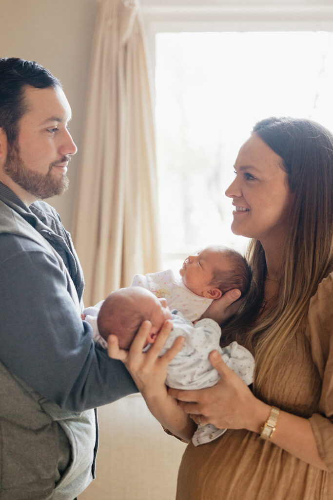 happy couple at their in home family session