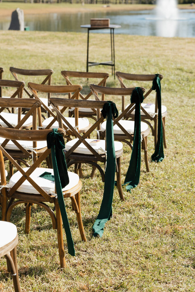 cute ceremony decor by the lake