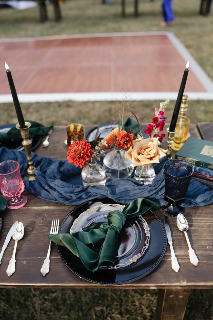 colorful fall reception details