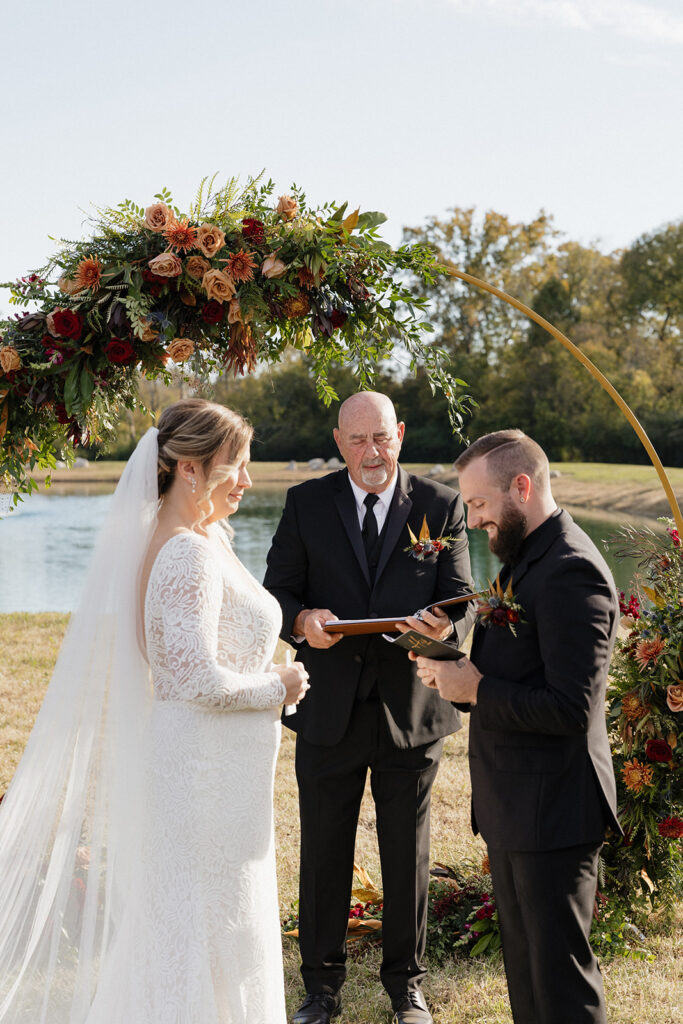 cute couple emotional at their ceremony