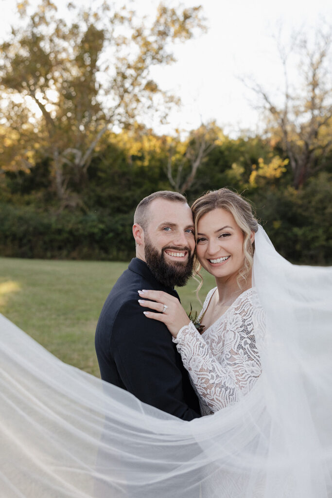 couple posing for the camera during their bridal session