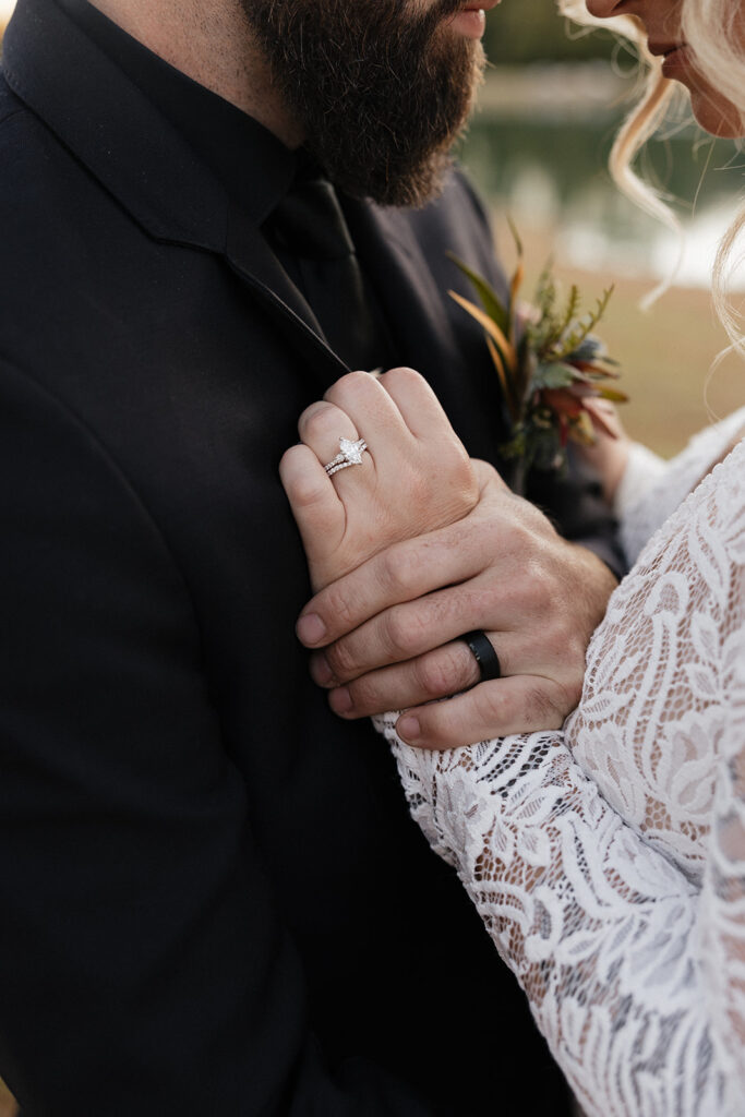 cute couple at their golden hour bridal portraits