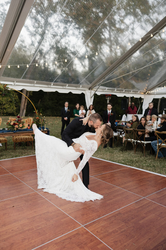 cute couple at their first dance at their reception