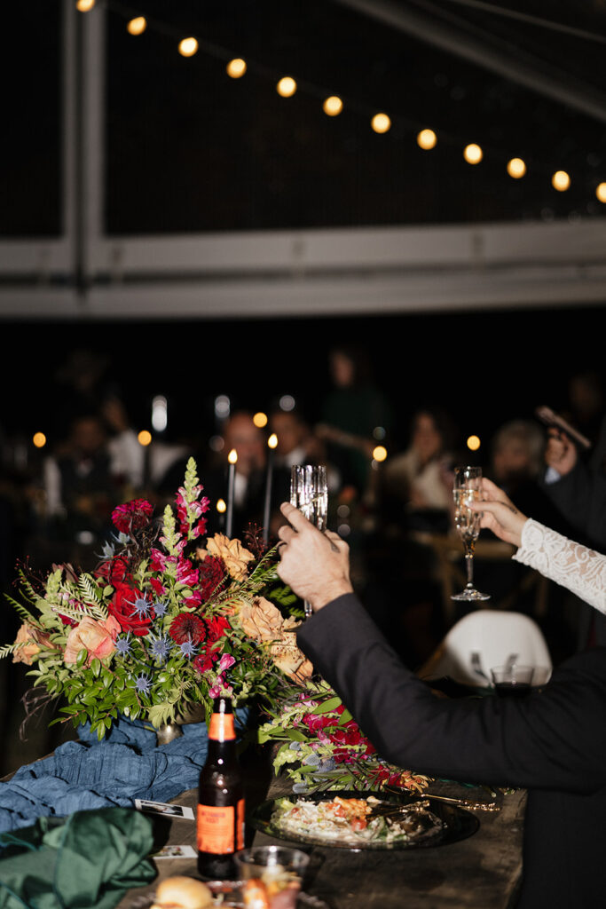 guests at the reception during the wedding speeches
