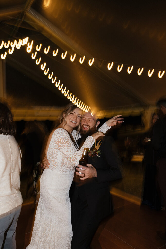 newlyweds at their wedding party