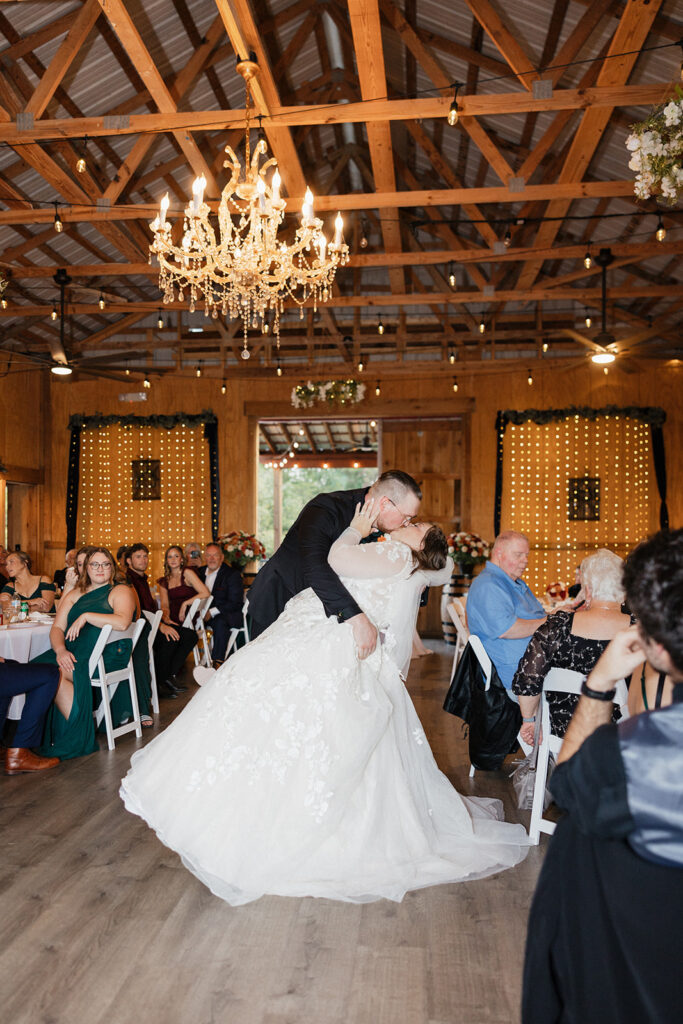 happy couple at their first dance at their reception party