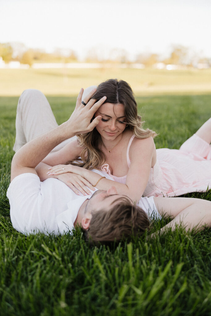 happy couple at their nashville engagement session