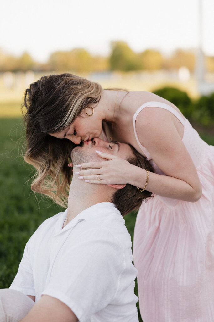 couple kissing during their dream engagement session