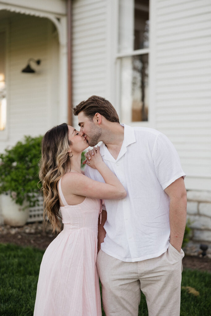 fiance kissing her fiance on the cheek