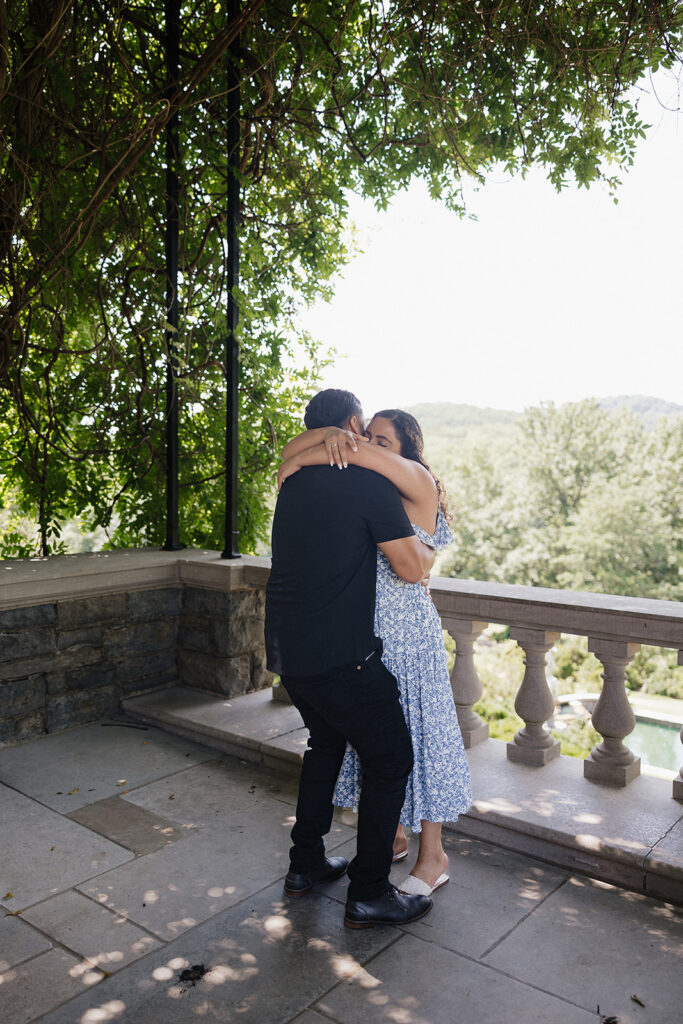 couple hugging during their proposal