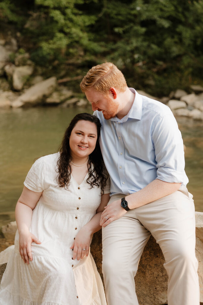 fiance looking at his fiance during their photoshoot