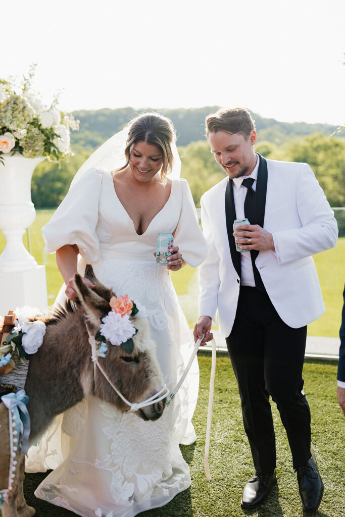 bride and groom at their dream colorful wedding