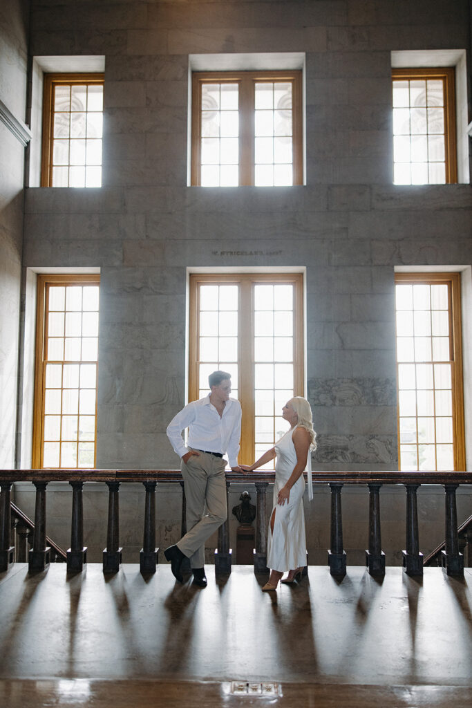 cute couple looking at each other during their session