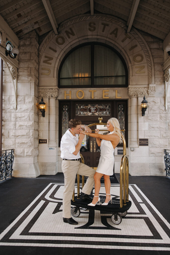 cute picture of the newly engaged couple at their dream photoshoot