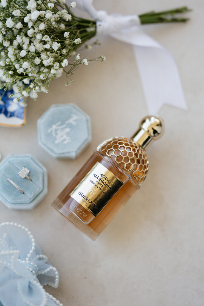 closeup shot of the wedding perfume the bride used