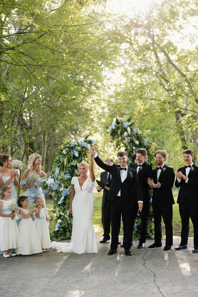 happy newlyweds heading to their reception