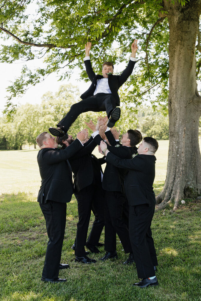 fun and playful picture of the groom and his friends