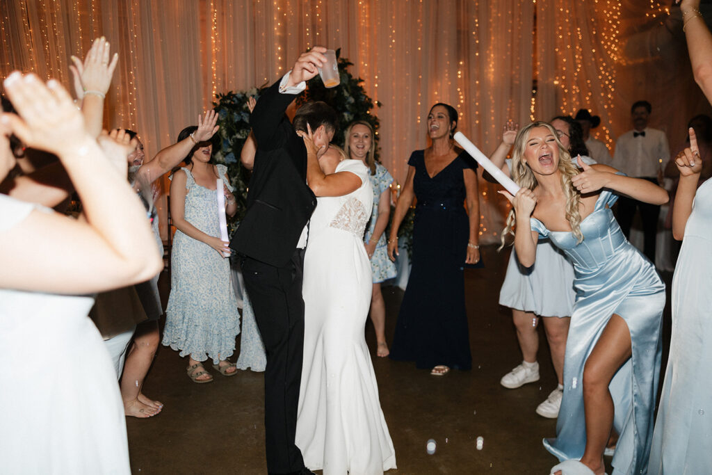 newly married couple dancing at their reception party