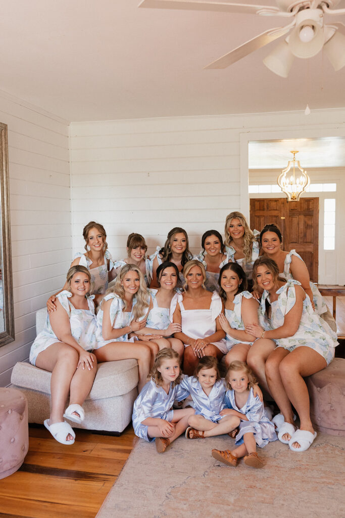 cute picture of the bride and her bridesmaids before getting ready for the ceremony